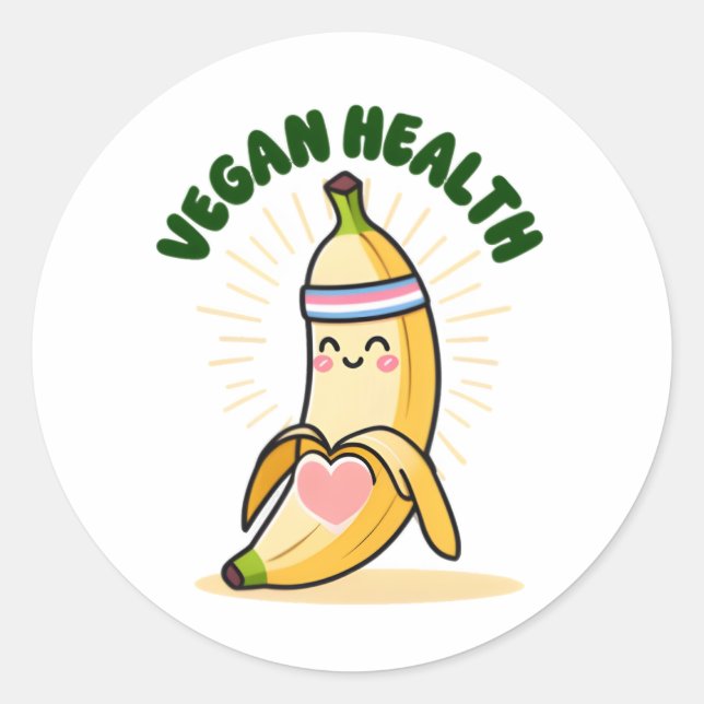 Pegatina Redonda Banana vegan (Anverso)