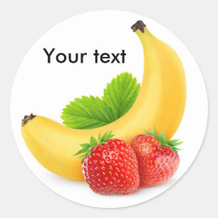 Pegatina Redonda Banana y fresas