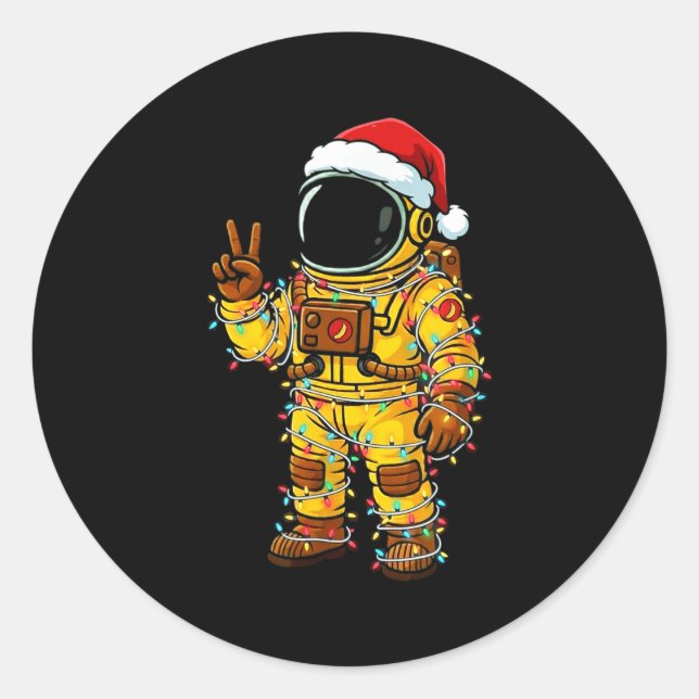 Pegatina Redonda Bananaut Space Explorer - Christmas Astronaut Ligh (Anverso)
