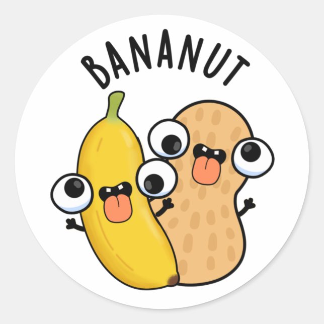 Pegatina Redonda Bananus Funny Fruit Banana Pun (Anverso)