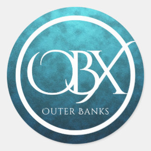 Pegatina Redonda Banco exterior del OBX NC en playa de fondo de agu