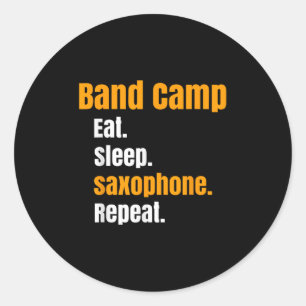Pegatina Redonda Band Camp Come Sleep Saxofhone Repetir verano