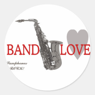 Pegatina Redonda Banda/Amor/Saxofones Rock