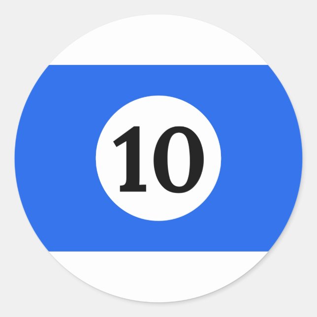 Pegatina Redonda Banda azul de las bandas Billiard 10 (Anverso)