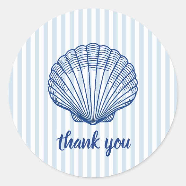 Pegatina Redonda Banda azul nautical Blue Seashell (Anverso)