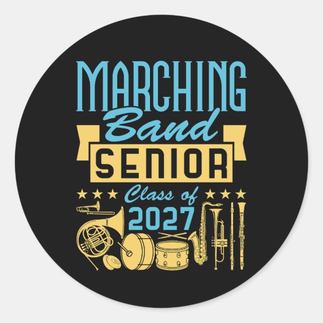 Pegatina Redonda Banda de Marcha Senior 2027 (Anverso)