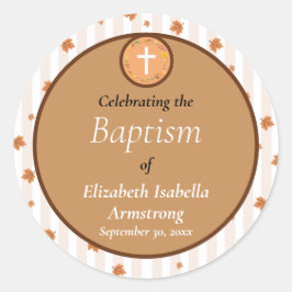 Pegatina Redonda Banda de terracota y bautismo de caída de hoja