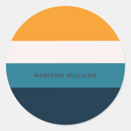 Pegatina Redonda Banda horizontal de bloque de color Banda redonda 