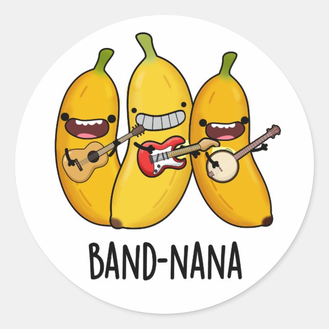 Pegatina Redonda Banda-nana Funny Fruit Banana Pun (Anverso)