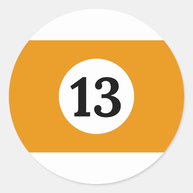 Pegatina Redonda Banda Naranja Billiard Stripes 13 (Anverso)