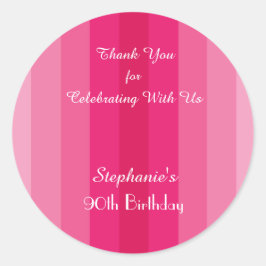 Pegatina Redonda Banda rosa Gracias Fiesta de Cumpleaños Personaliz
