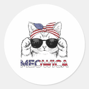 Pegatina Redonda Bandana Patriota para Chicas Gatas Meowica del 4 d