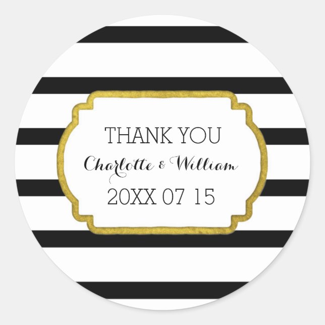 Pegatina Redonda Bandas blancas negras de oro Bandas favoritas de l (Anverso)