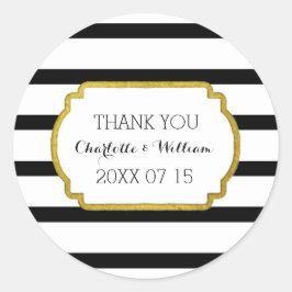 Pegatina Redonda Bandas blancas negras de oro Bandas favoritas de l