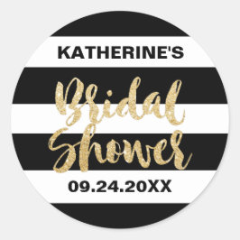 Pegatina Redonda Bandas blancas negras y el favorito de ducha de no