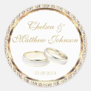 Pegatina Redonda Bandas bodas para la novia y el novio