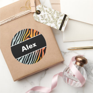 Pegatina Redonda Bandas de cebra pastel de color suave