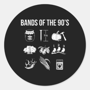 Pegatina Redonda Bandas de música retro popular de los 90 Rock Funn