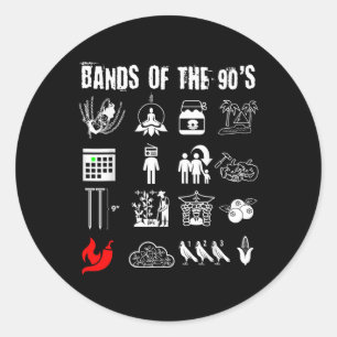 Pegatina Redonda Bandas de Rock Alternativo Iconicas Divertidas y F