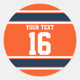 Pegatina Redonda Bandas deportivas Naranjas y azules de la marina p