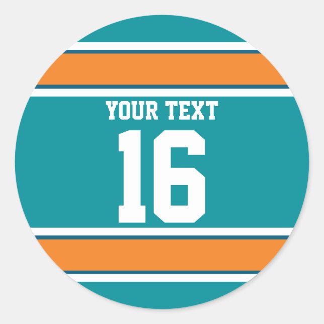 Pegatina Redonda Bandas deportivas personalizadas Aqua Green y Nara (Anverso)