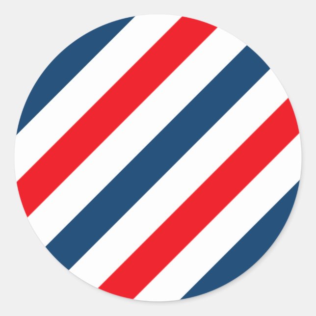 Pegatina Redonda Bandas diagonales tricolor (azul, blanco y rojo) (Anverso)