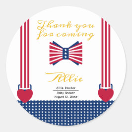 Pegatina Redonda Bandas Rojas Blancas Y Azules 4 De Julio Baby Show