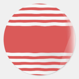 Pegatina Redonda Bandas rojas en blanco con banda roja central