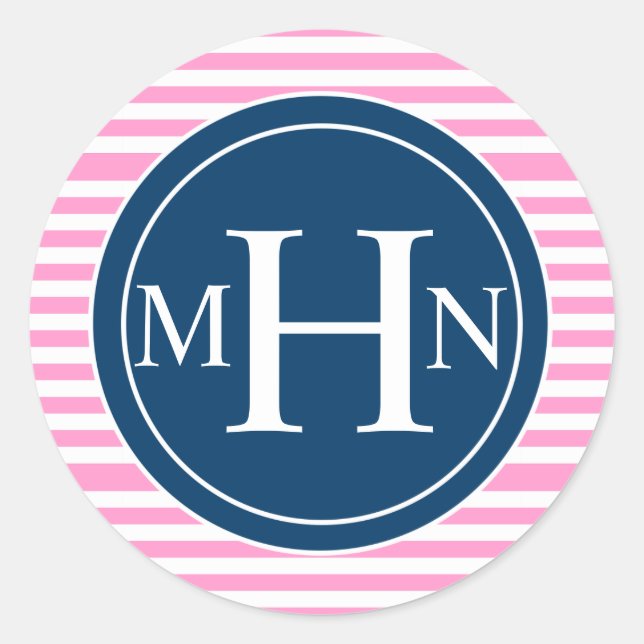 Pegatina Redonda Bandas y monogramas| Tienda de monogramas (Anverso)