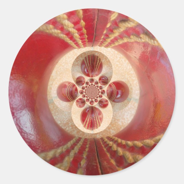 Pegatina Redonda Bandejas de cricket rojas resumen diseño de impres (Anverso)