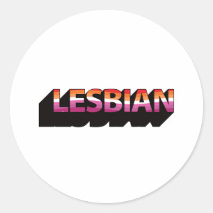 Pegatina Redonda Bandera 3D Lesbiana