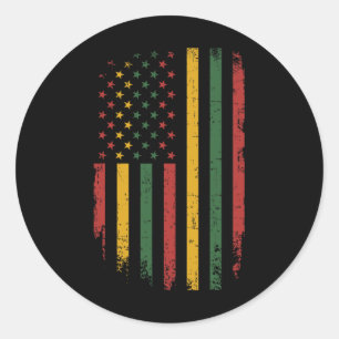 Pegatina Redonda Bandera Africana Estadounidense Para La Libertad D