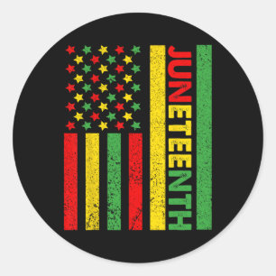 Pegatina Redonda Bandera afroamericana 19 de junio Camisetas mujere