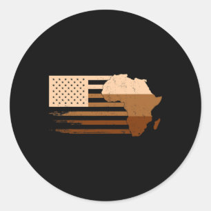 Pegatina Redonda Bandera afroamericana Melanin Usa Bandera Negra Hi