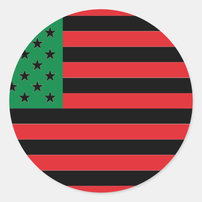 Pegatina Redonda Bandera afroamericana - negro rojo y verde (Anverso)