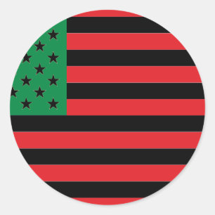 Pegatina Redonda Bandera afroamericana - negro y verde rojos