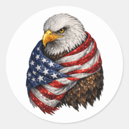 Pegatina Redonda Bandera Águila Americana