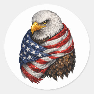 Pegatina Redonda Bandera Águila Americana