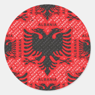 Pegatina Redonda Bandera albanesa 2