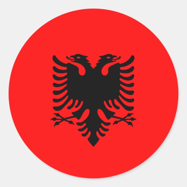 Pegatina Redonda Bandera albanesa, bandera de Albania (Anverso)