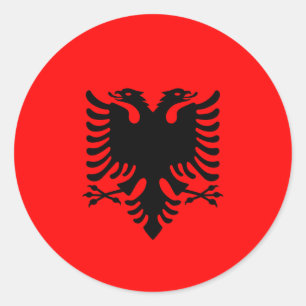 Pegatina Redonda Bandera albanesa, bandera de Albania