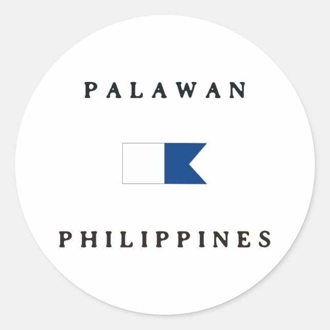 Pegatina Redonda Bandera Alfa de Palawan Filipinas (Anverso)