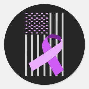 Pegatina Redonda Bandera Alzheimerheimer Ribbon Heimer Enfermedad A