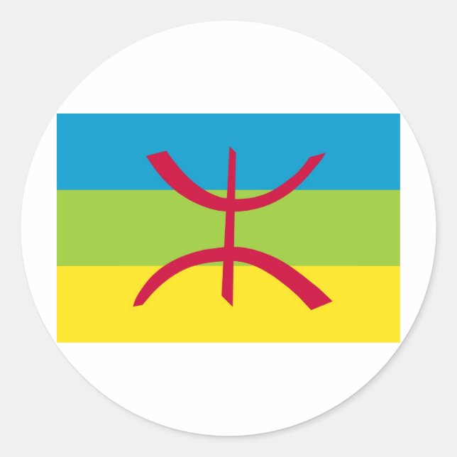 Pegatina Redonda Bandera amazigh (Anverso)