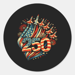 Pegatina Redonda Bandera Americana 250 Años 1776-2026 250 cumpleaño