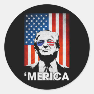 Pegatina Redonda Bandera Americana 4 De Julio Murica Patriótica