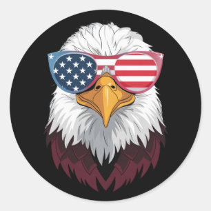 Pegatina Redonda Bandera Americana Águila Patriótica 4 De Julio