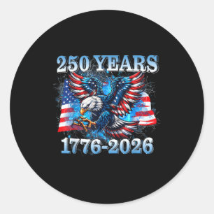 Pegatina Redonda Bandera Americana Águila Usa 250 Años 1776-2026 Ni