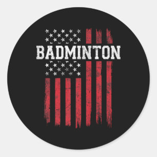 Pegatina Redonda Bandera Americana Badminton Patriot