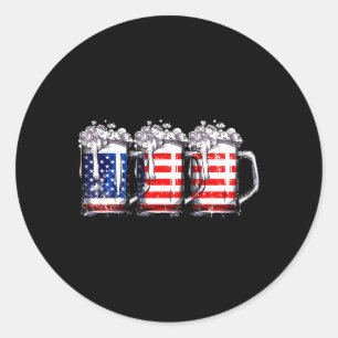 Pegatina Redonda Bandera Americana Cerveza 4 De Julio Hombres Mujer